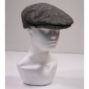 Jonathan Richard Ireland Gray/Black Wool Tweed Newsboys Cabbie Hat Cap 62/XL